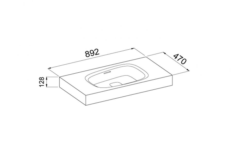 Outline раковина накладная 89,2x47 Teuco. Технические характеристики